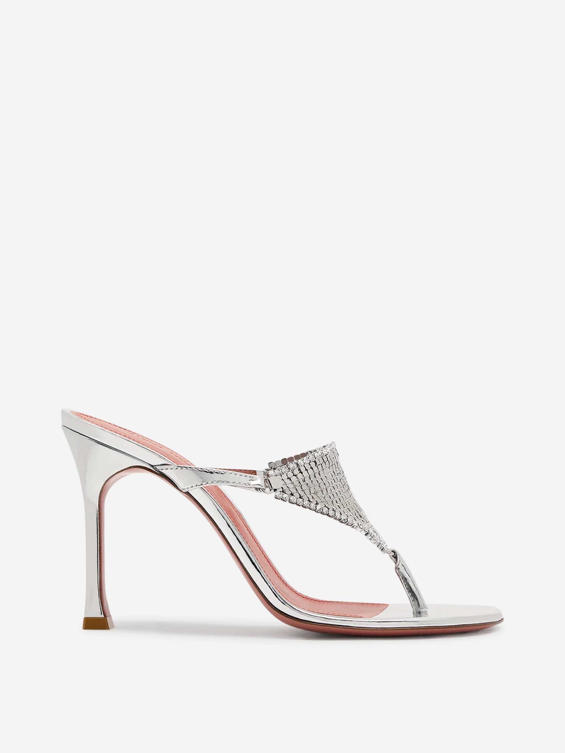 Outlet online Amina Muaddi Mujer Sandalias Tacón Cameron color Plateado sku 800-005316 01 - Foto 1