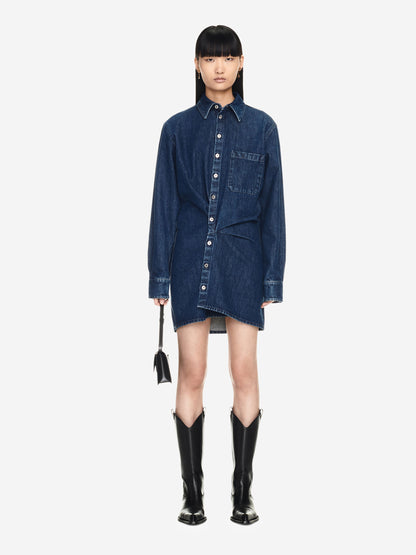 Off-White Vestido Mini Camisero color Azul Denim Oscuro sku 731-005867 01 - Foto 2