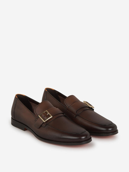 Outlet online Santoni Hombre Mocasines Hebilla Piel color Marron Oscuro sku 610-000186 01 - Foto 2