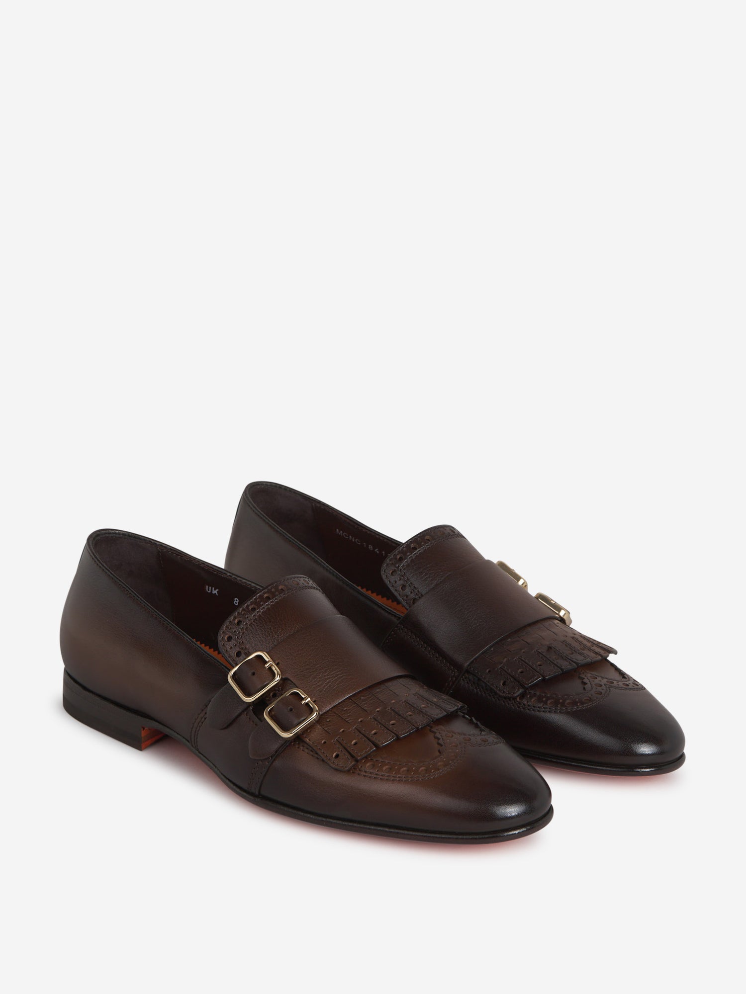 Santoni Mocasines Doble Hebilla Flecos color Marrón Oscuro sku 611-004408 01 - Foto 1