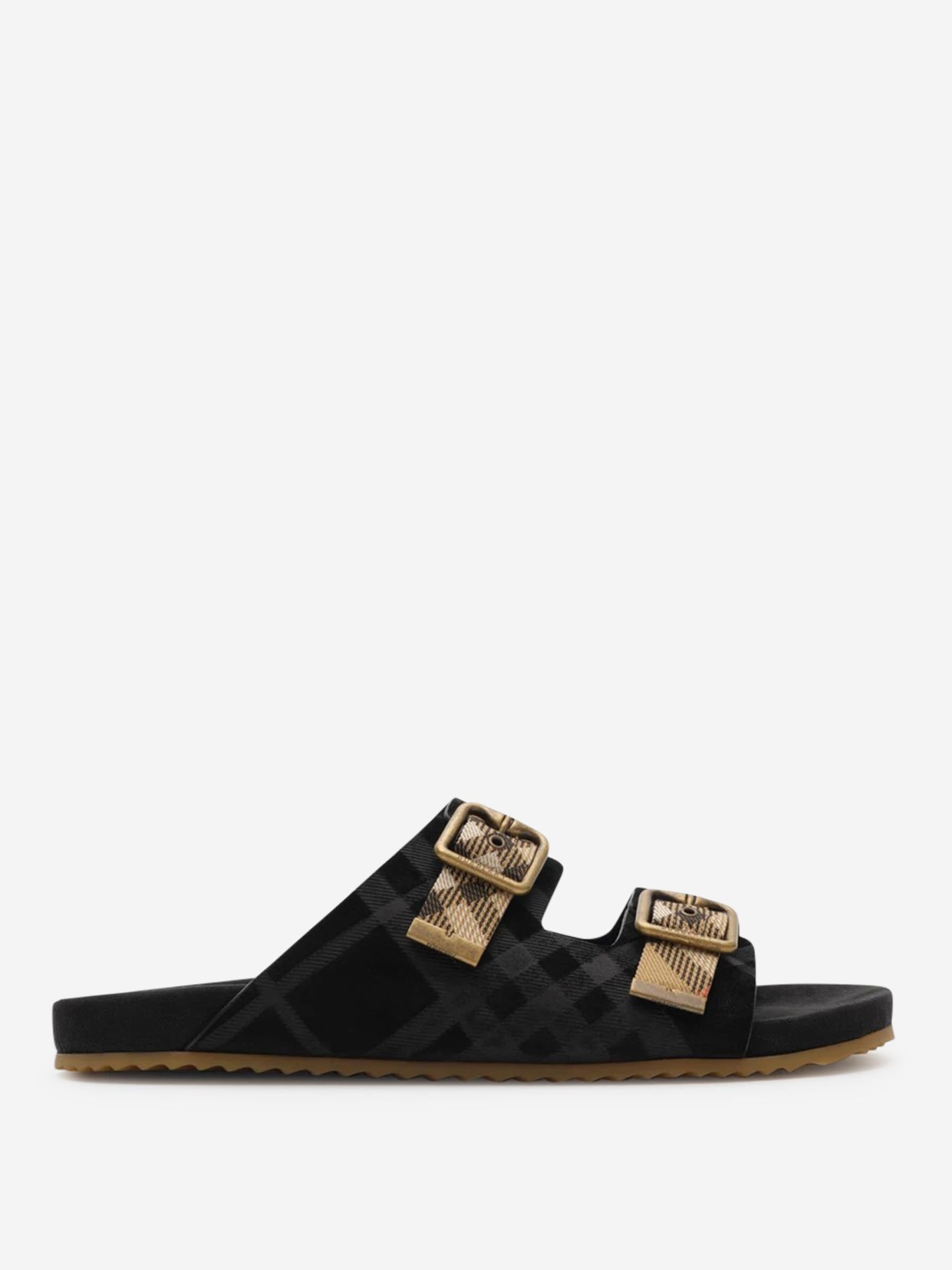 Outlet online Burberry Hombre Sandalias Urchin Check color Negro sku 613-000462 01 - Foto 1