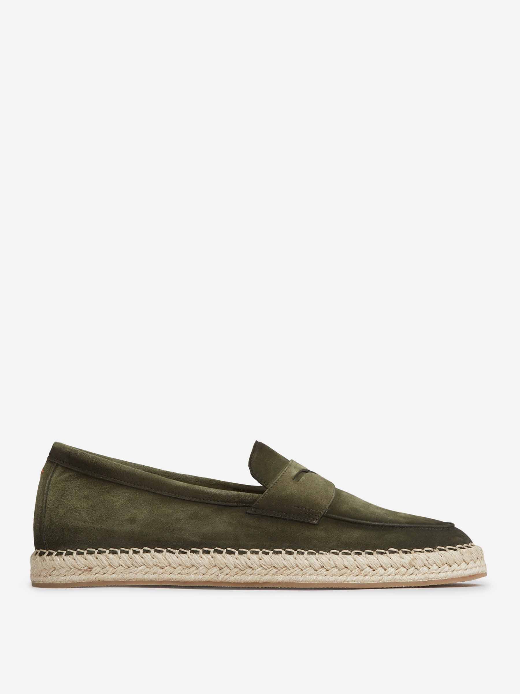 Outlet online Santoni Hombre Mocasines Ante Alpargata color Verde sku 613-000468 01 - Foto 1