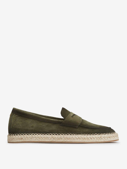Outlet online Santoni Hombre Mocasines Ante Alpargata color Verde sku 613-000468 01 - Foto 1