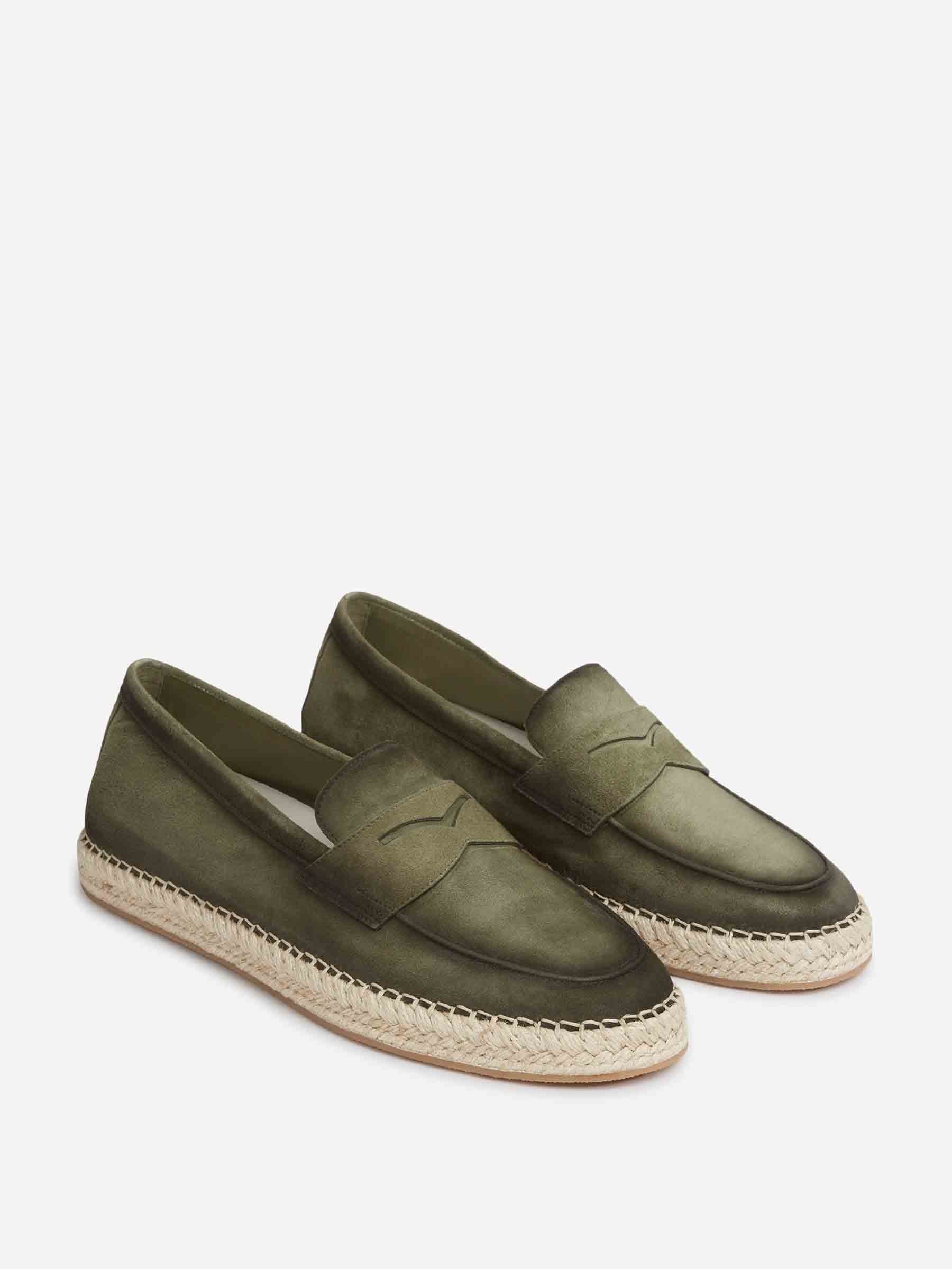 Outlet online Santoni Hombre Mocasines Ante Alpargata color Verde sku 613-000468 01 - Foto 2