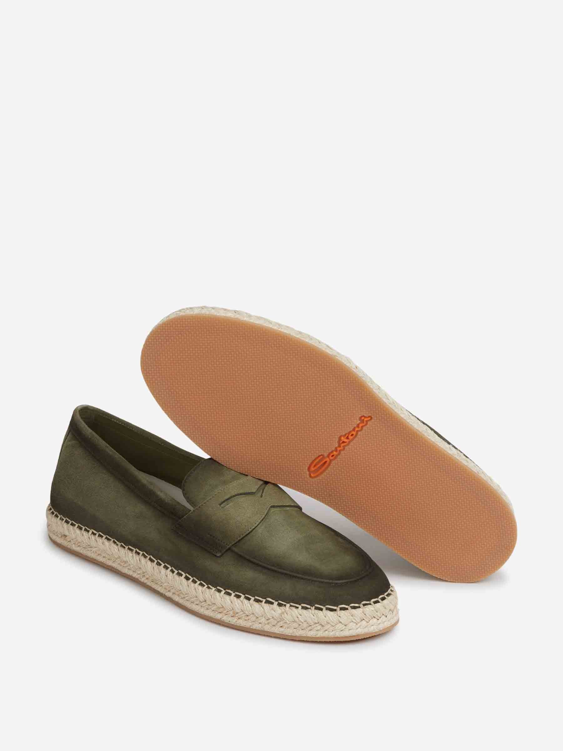 Outlet online Santoni Hombre Mocasines Ante Alpargata color Verde sku 613-000468 01 - Foto 4