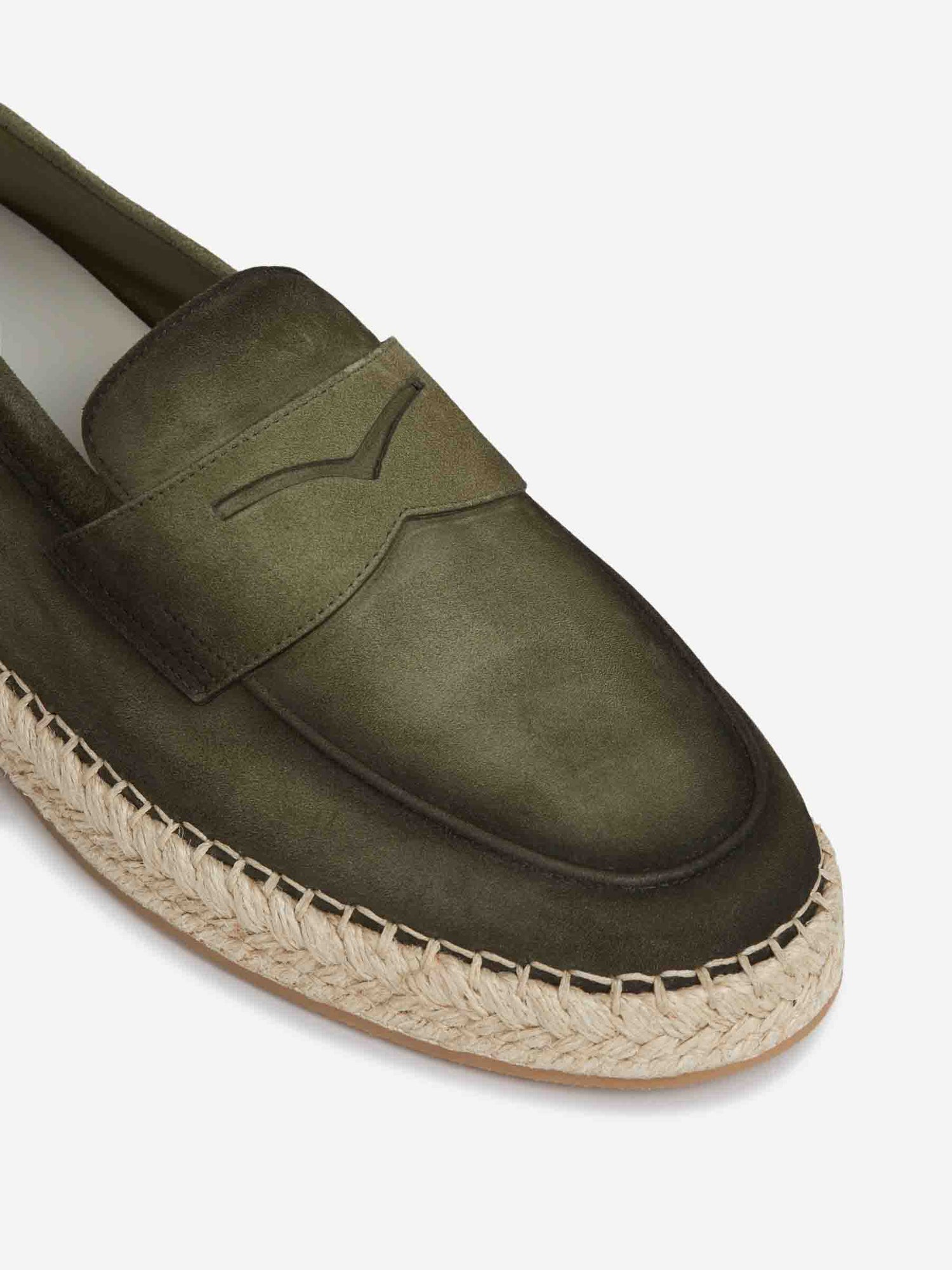 Outlet online Santoni Hombre Mocasines Ante Alpargata color Verde sku 613-000468 01 - Foto 5