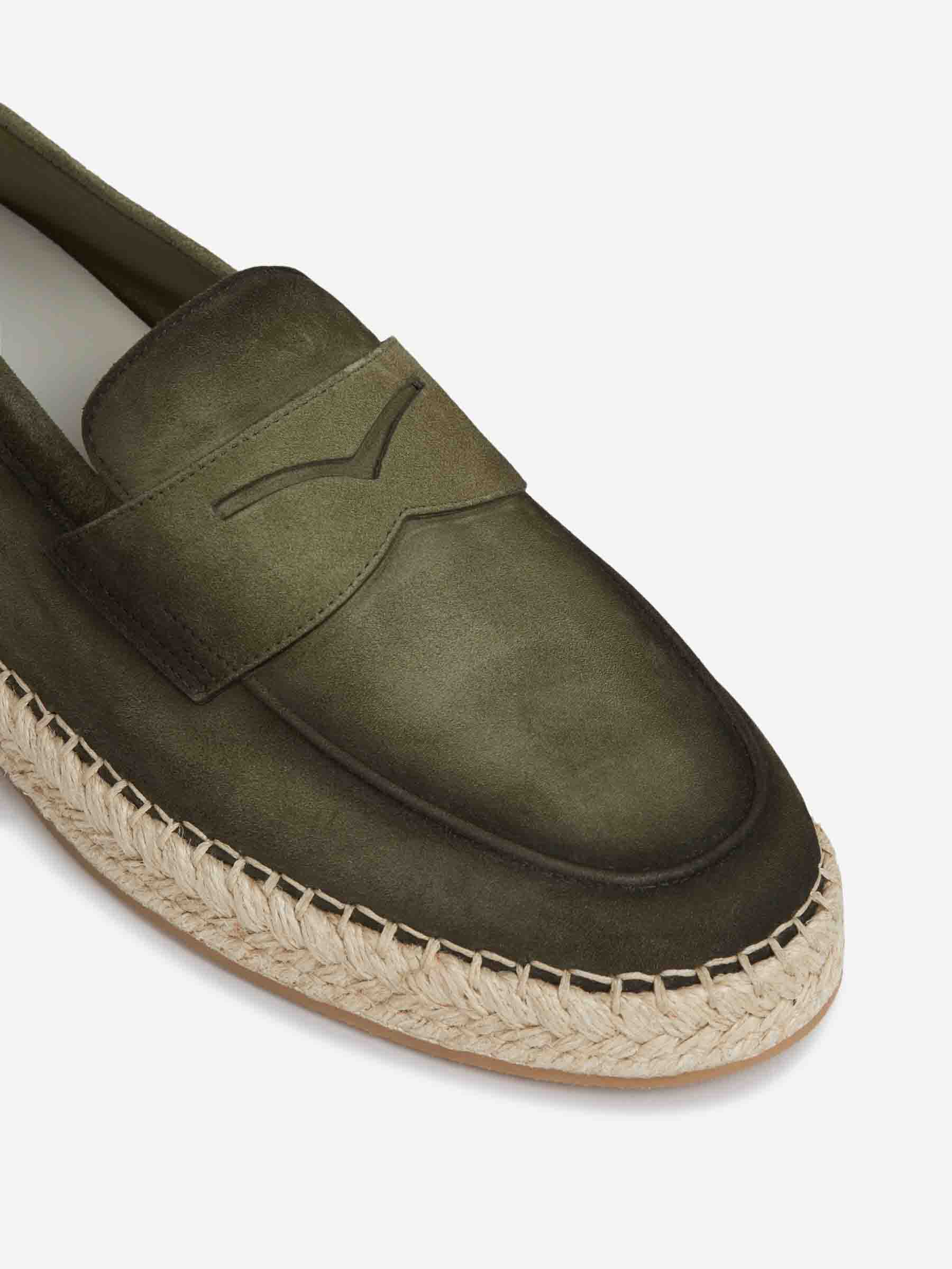 Outlet online Santoni Hombre Mocasines Ante Alpargata color Verde sku 613-000468 01 - Foto 5