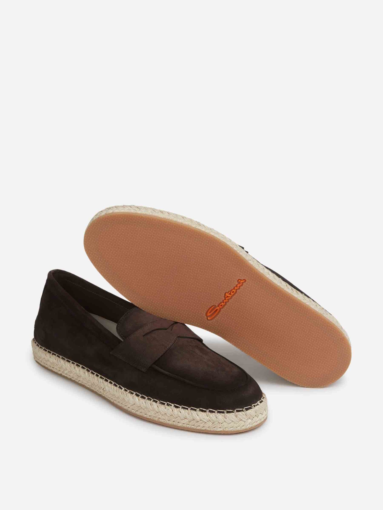 Santoni Hombre Barcelona Mocasines Ante Alpargata color Marrón Oscuro sku 613-000468 02 - Foto 4