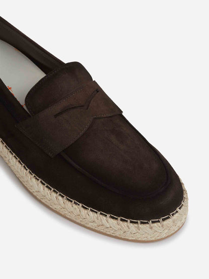 Santoni Hombre Barcelona Mocasines Ante Alpargata color Marrón Oscuro sku 613-000468 02 - Foto 5