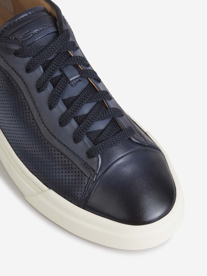 Outlet online Santoni Hombre Sneakers Perforadas Piel color Azul Noche sku 616-002189 02 - Foto 3