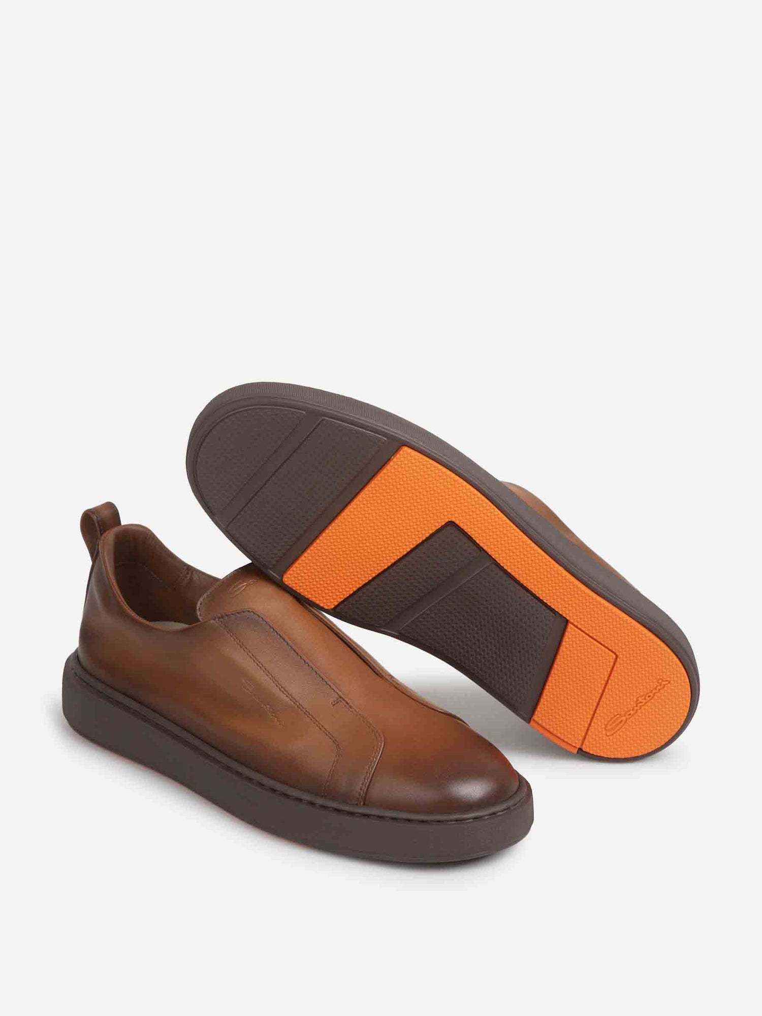 Outlet online Santoni Hombre Sneakers Piel lisa color Marrón sku 616-003163 01 - Foto 4