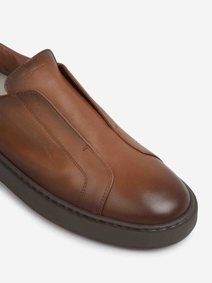 Outlet online Santoni Hombre Sneakers Piel lisa color Marrón sku 616-003163 01 - Foto 5