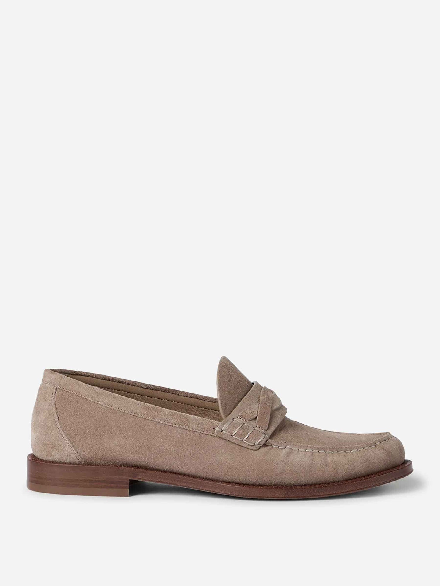 Outlet online Brunello Cucinelli Hombre Mocasines Piel Suede color Taupe sku 618-000046 01 - Foto 1