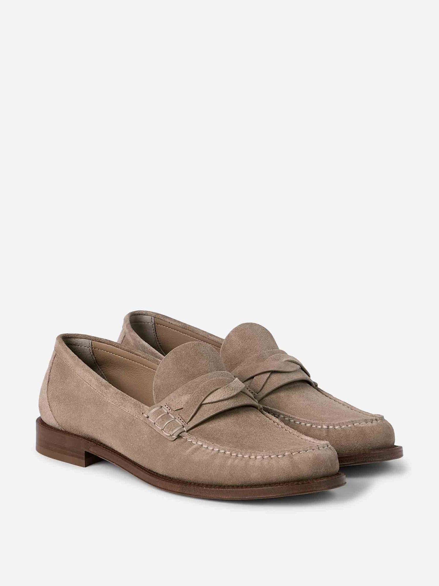 Outlet online Brunello Cucinelli Hombre Mocasines Piel Suede color Taupe sku 618-000046 01 - Foto 2