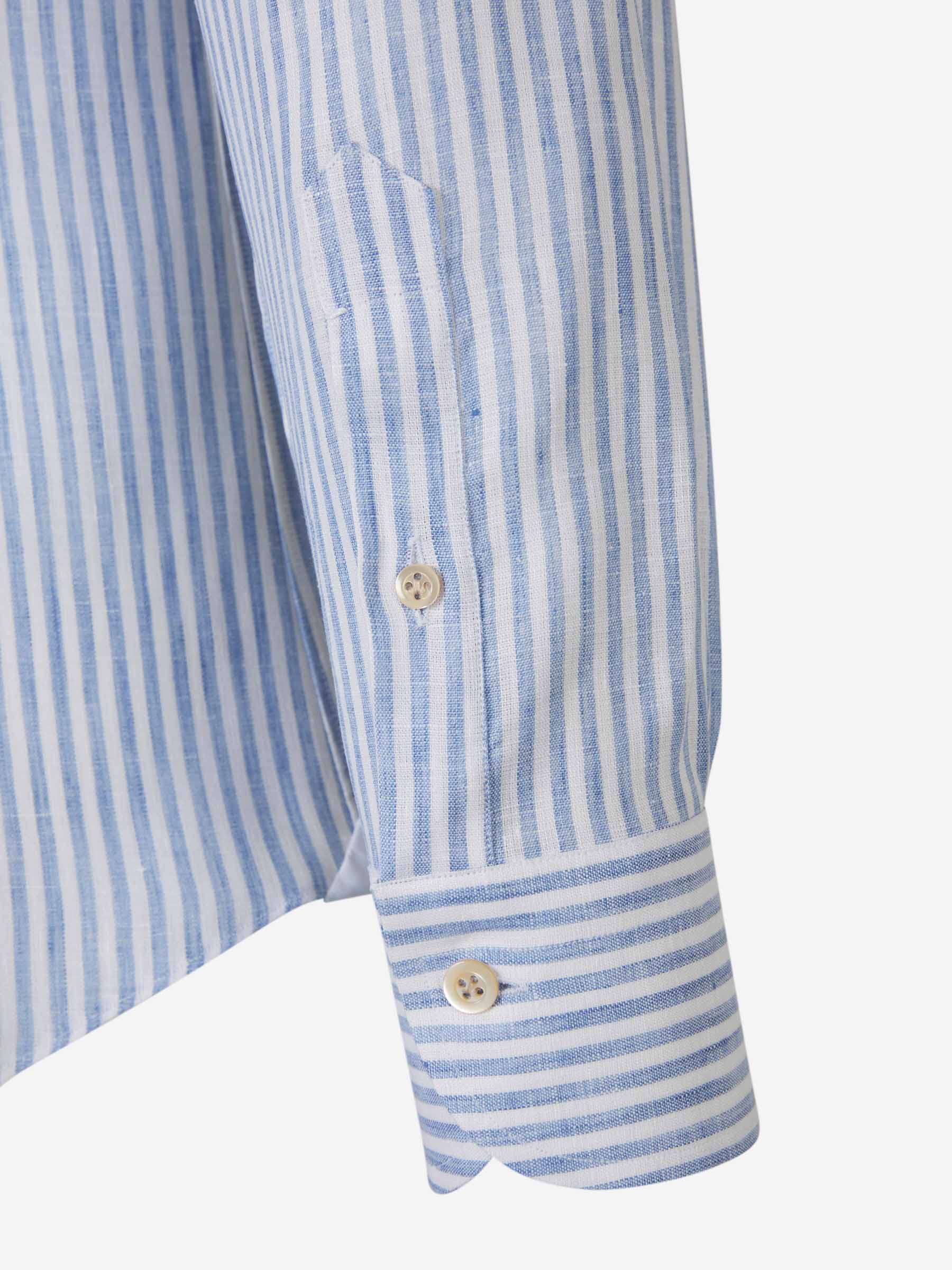 Outlet online Santa Eulalia Hombre Camisa Motivo Rayas Lino color Azul Cielo sku 531-006239 01 - Foto 4