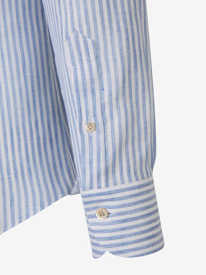 Outlet online Santa Eulalia Hombre Camisa Motivo Rayas Lino color Azul Cielo sku 531-006239 01 - Foto 4