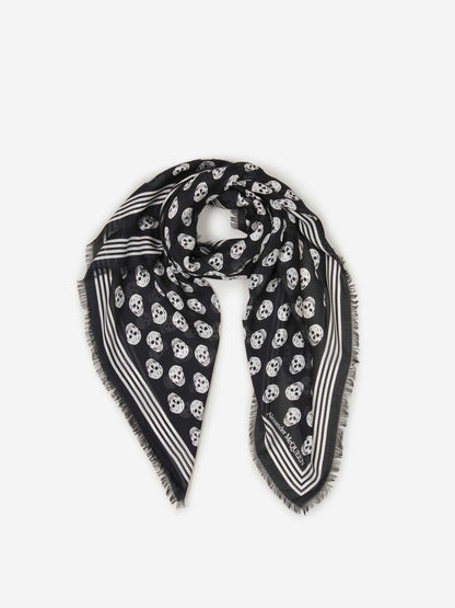 Outlet online McQueen Hombre Fular Biker Skull color Blanco sku 630-001391 02 - Foto 1