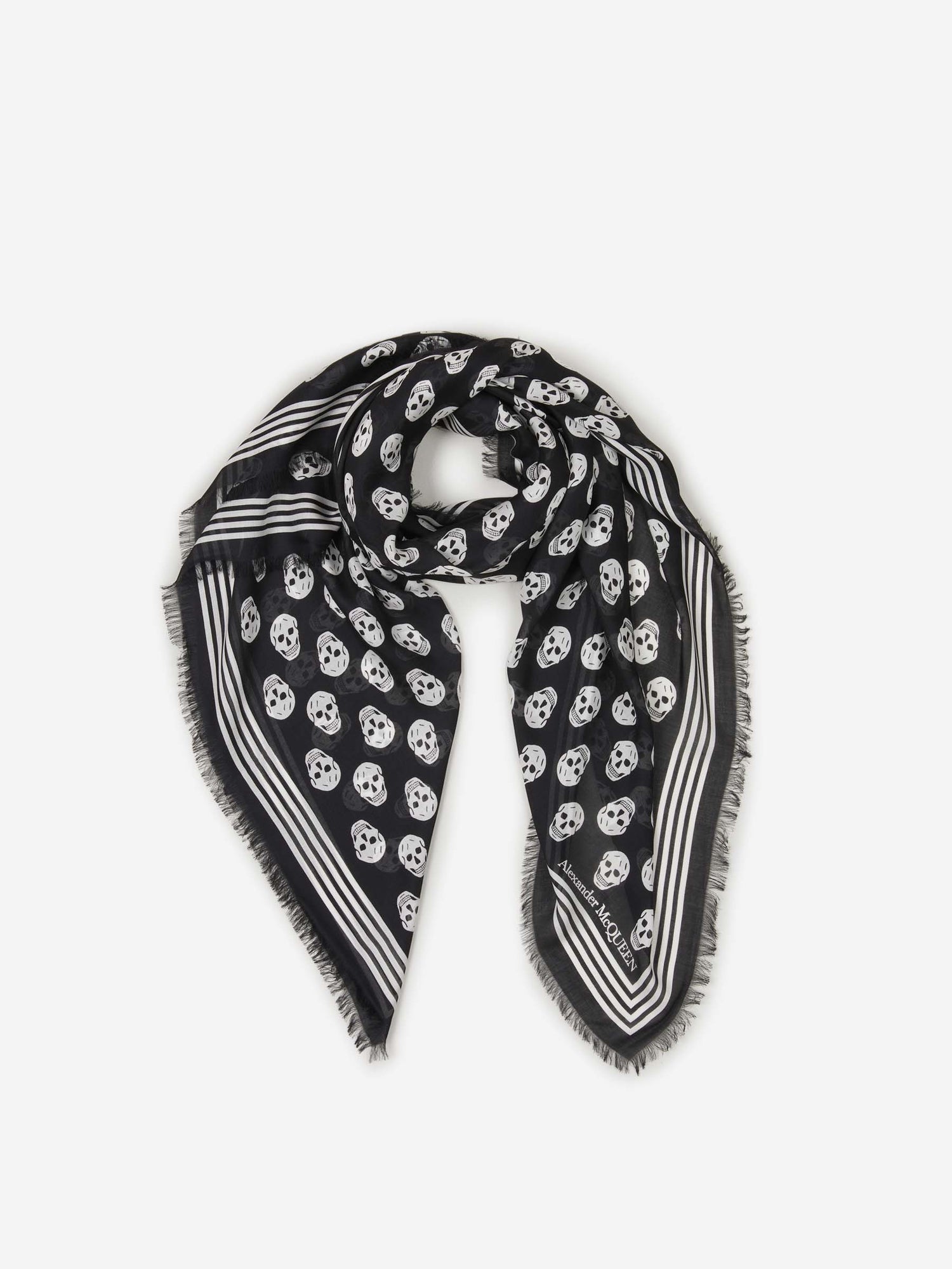 Outlet online Alexander McQueen Hombre Fular Biker Skull color Negro sku 630-001391 01 - Foto 1