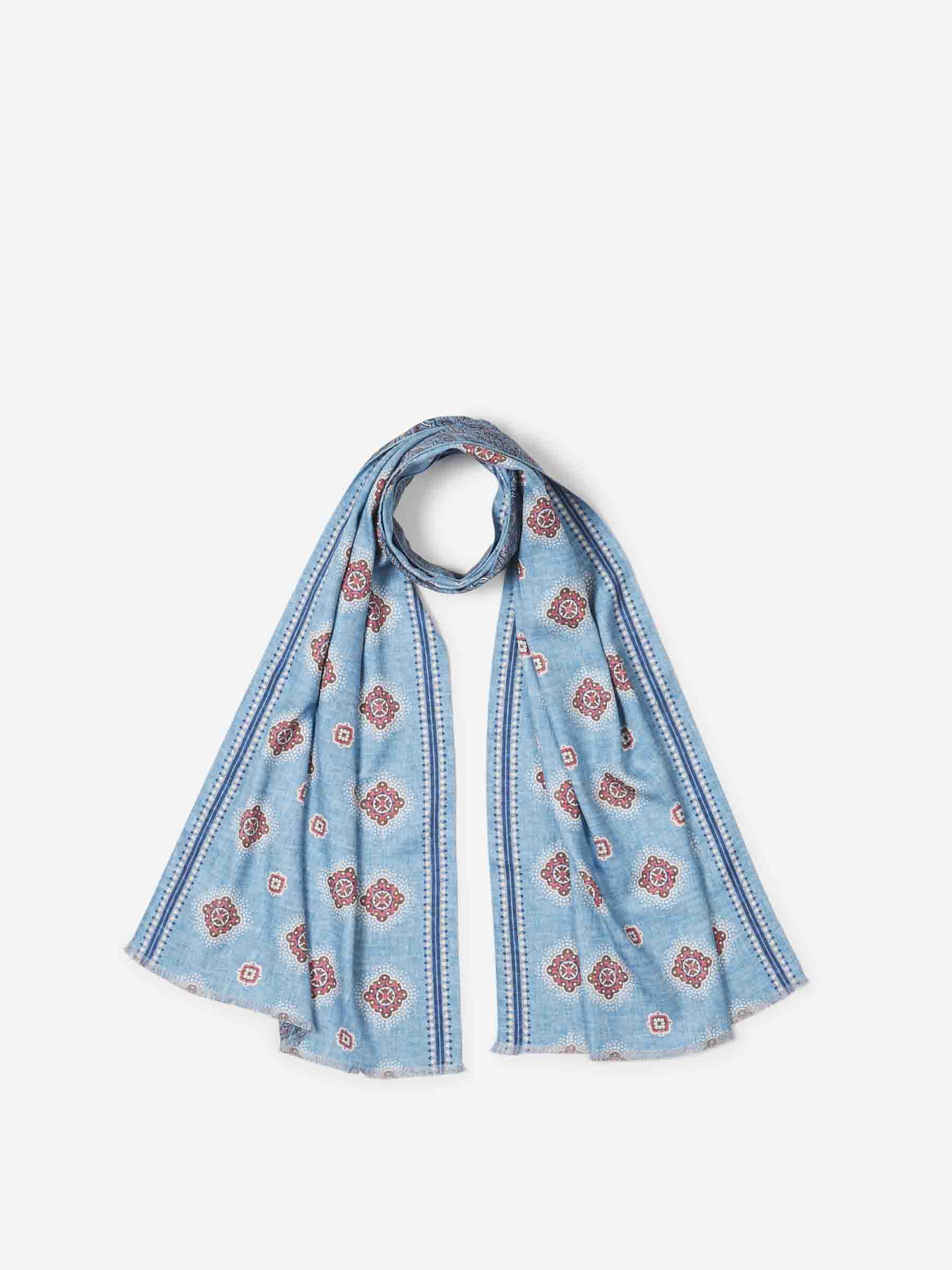 Outlet online Santa Eulalia Hombre Bufanda Seda Estampado color Azul sku 630-001465 01 - Foto 1