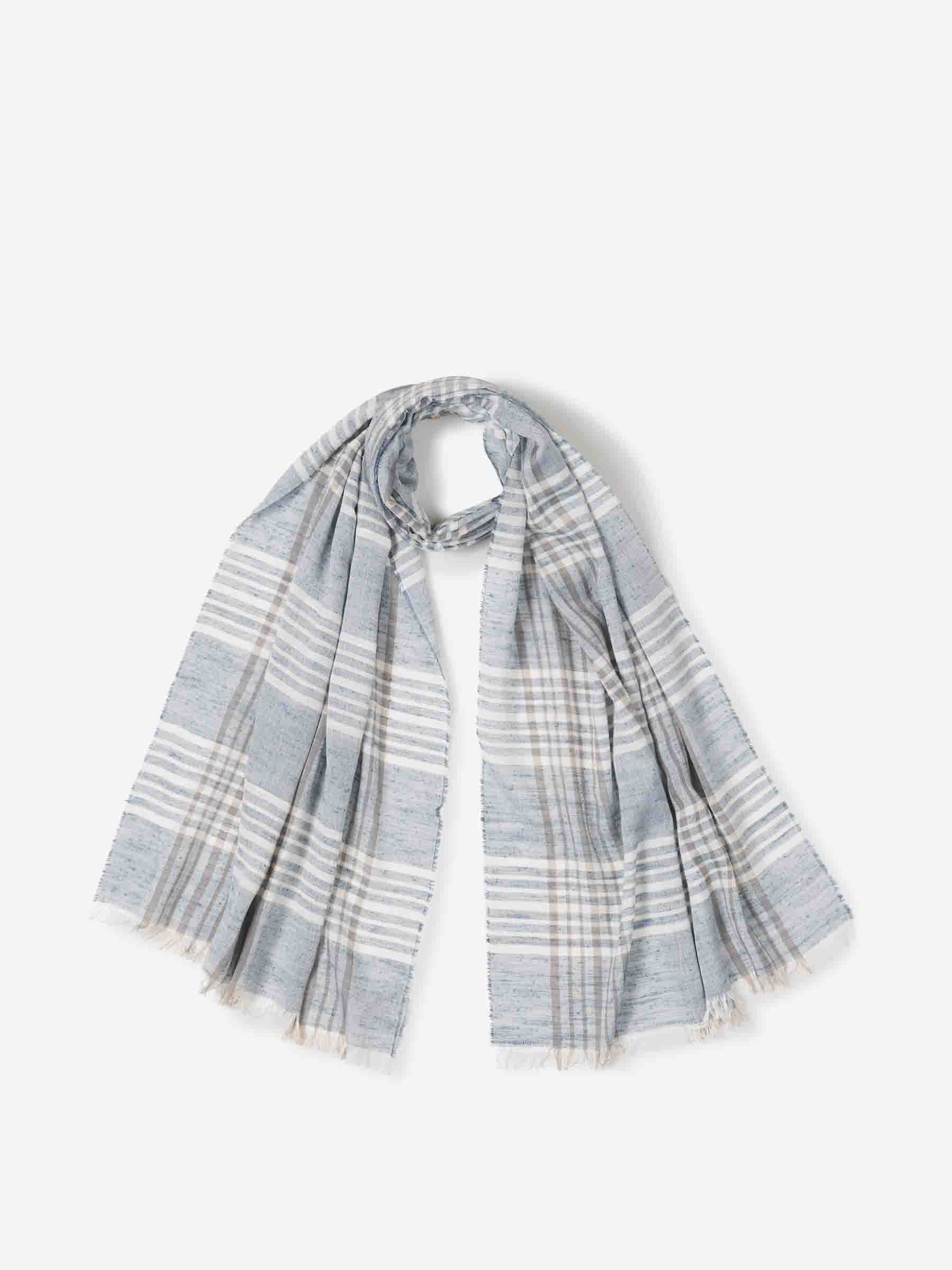 Outlet online Santa Eulalia Hombre Bufanda Seda Listado color Azul sku 630-001466 01 - Foto 1