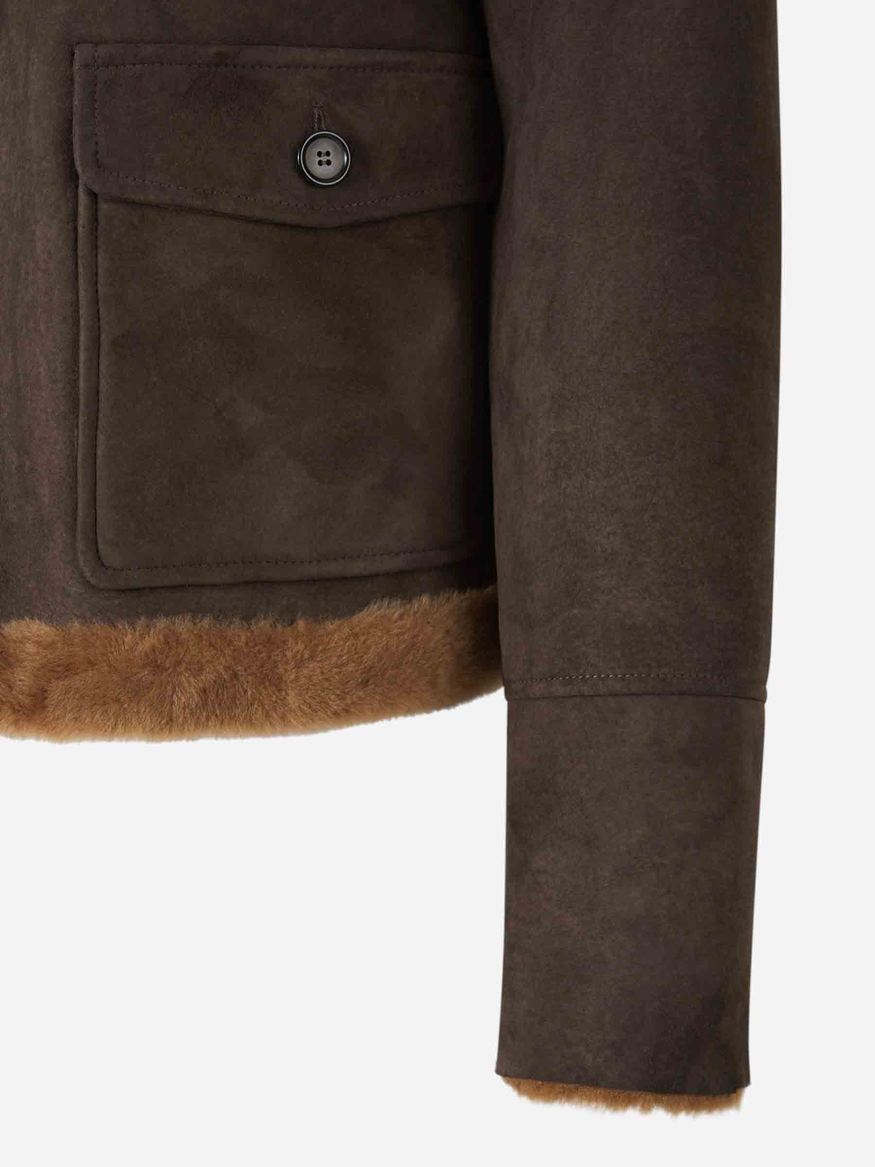 Outlet online Santa Eulalia Hombre Cazadora Piel Ante color Marron Oscuro sku 511-000623 01 - Foto 5