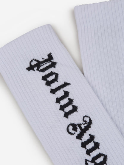 Outlet online Palm Angels Hombre Calcetines Logo Canalé color Blanco sku 642-000448 01 - Foto 2