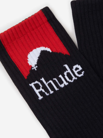 Outlet online Rhude Hombre Calcetines Logo Canalé color Negro sku 642-000453 00 - Foto 2