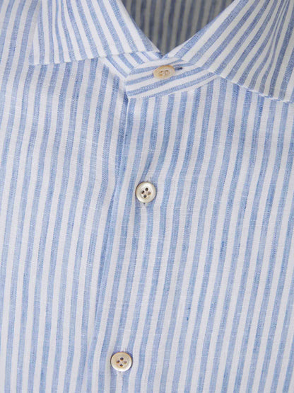 Outlet online Santa Eulalia Hombre Camisa Motivo Rayas Lino color Azul Cielo sku 531-006239 01 - Foto 3