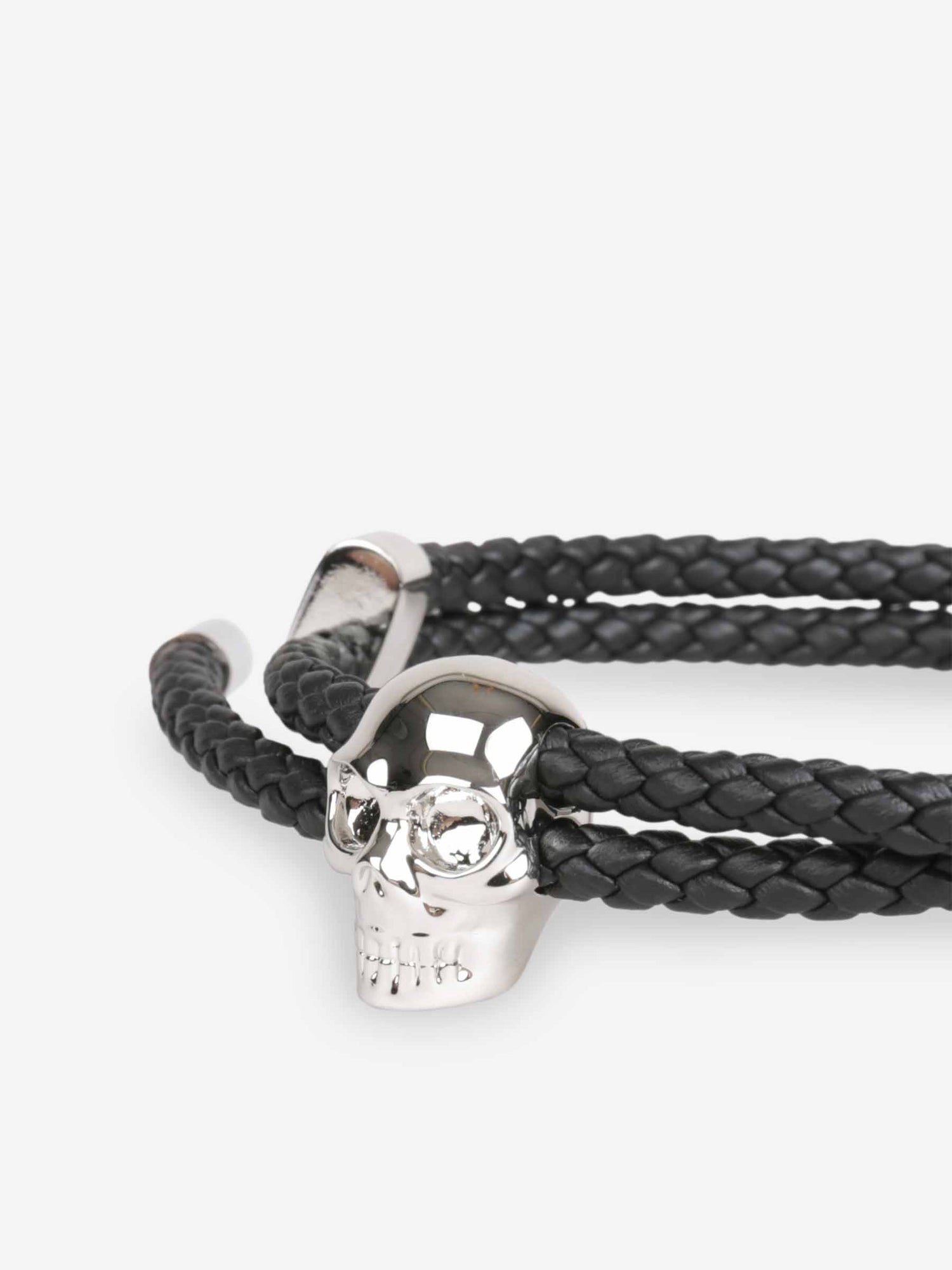 Outlet online McQueen Hombre Pulsera Trenzada Skull color Negro sku 682-000969 01 - Foto 4