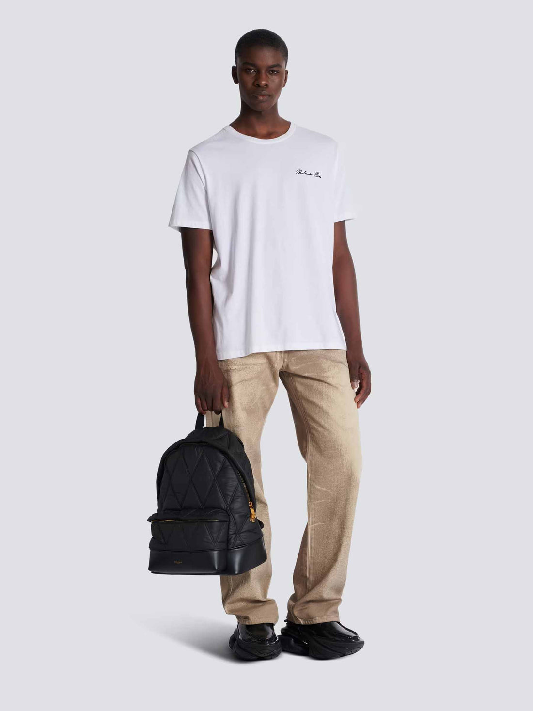 Outlet online Balmain Hombre Mochila Acolchada Diamond color Negro sku 692-001944 01 - Foto 3