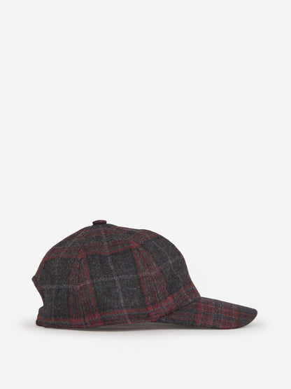 Outlet online Isaia Hombre Gorra Motivo Cuadros Lana color Gris Antracita sku 695-001001 01 - Foto 2