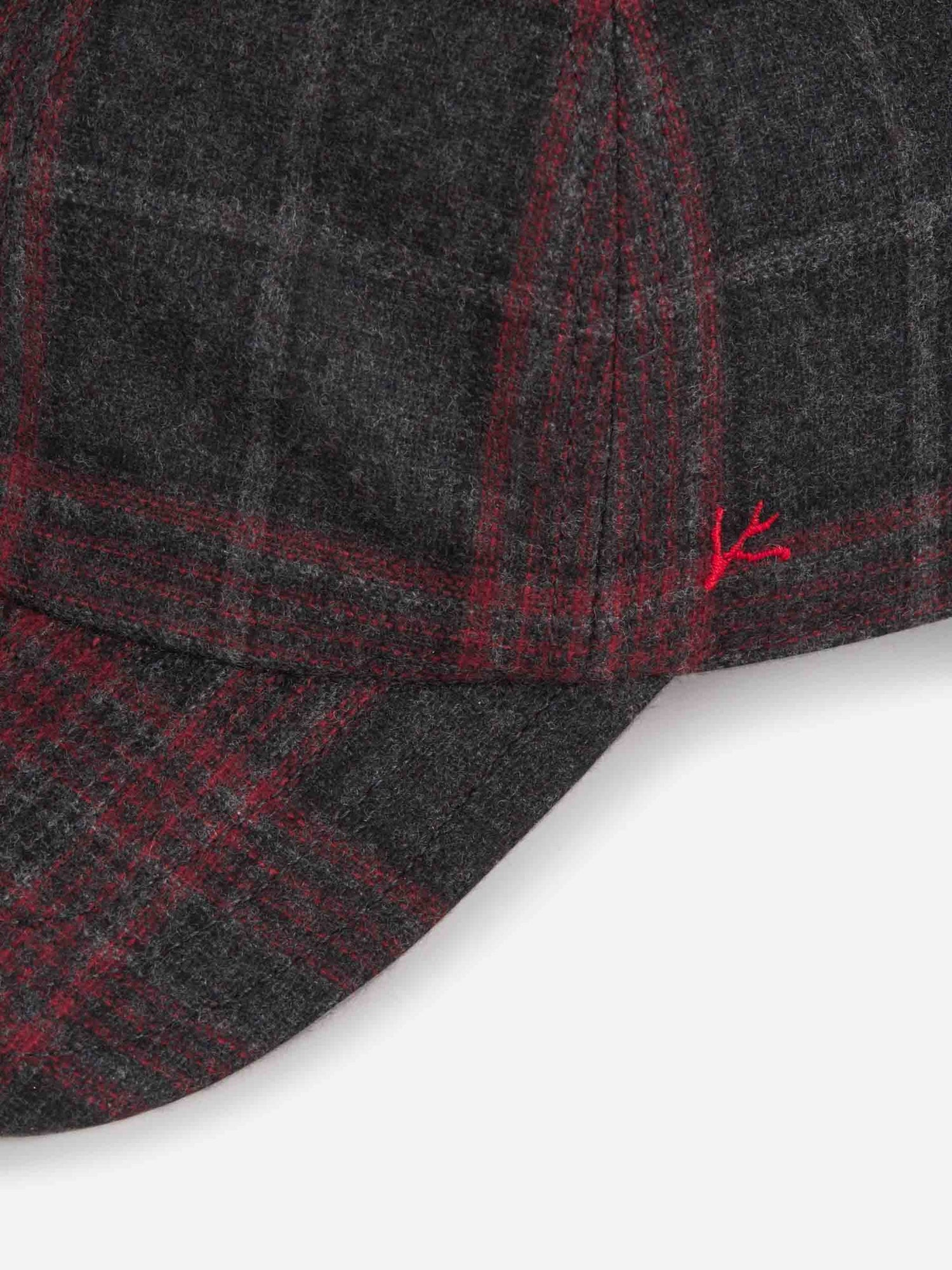 Outlet online Isaia Hombre Gorra Motivo Cuadros Lana color Gris Antracita sku 695-001001 01 - Foto 4