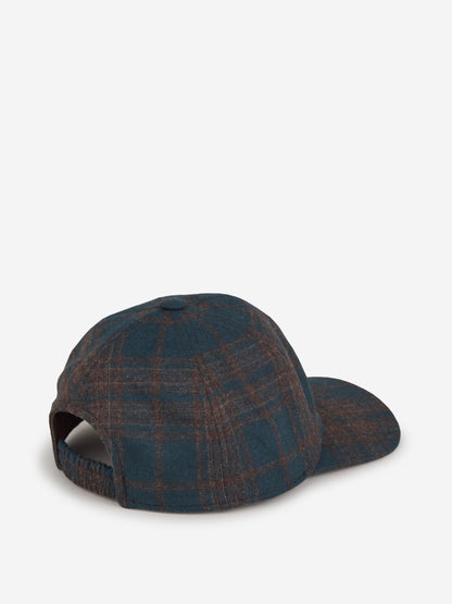 Outlet online Isaia Hombre Gorra Motivo Cuadros Lana color Azul Cobalto sku 695-001002 01 - Foto 3