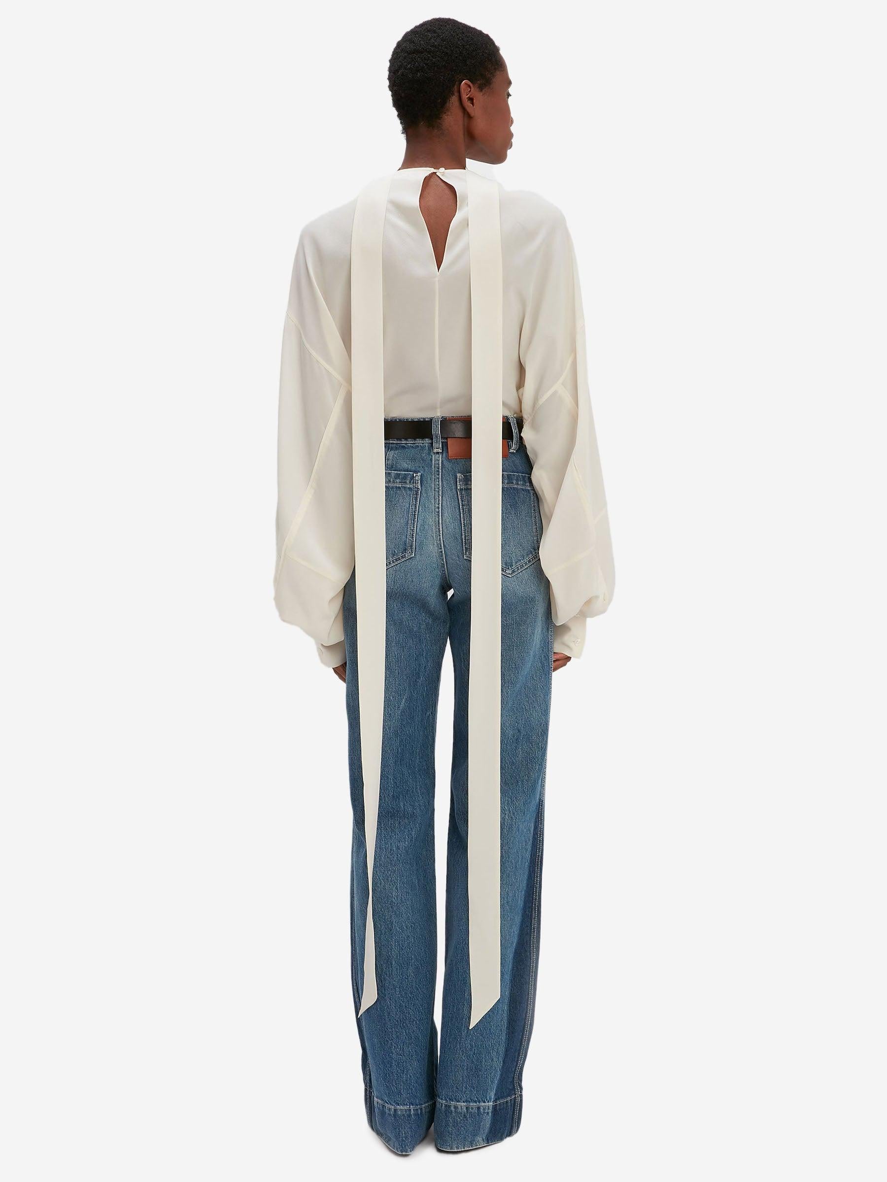 Victoria Beckham Blusa Asimétrica Seda color Crema sku 701-001828 00 - Foto 2