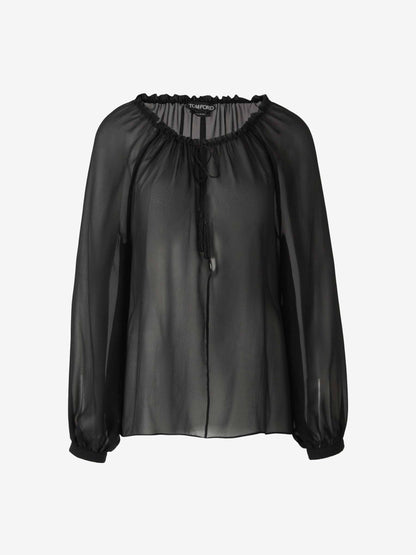 Tom Ford Mujer Barcelona Blusa Semitransparente Seda color Negro sku 701-002190 01 - Foto 1