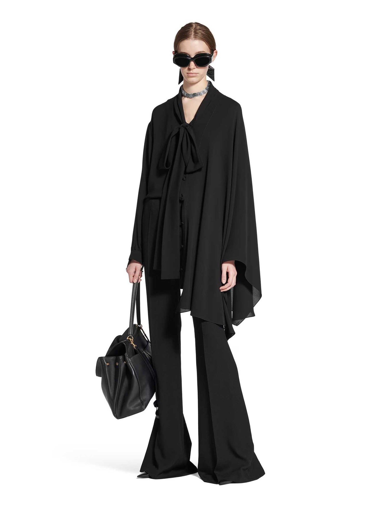 Outlet online Balenciaga Mujer Blusa Con Lazo color Negro sku 701-002289 01 - Foto 2