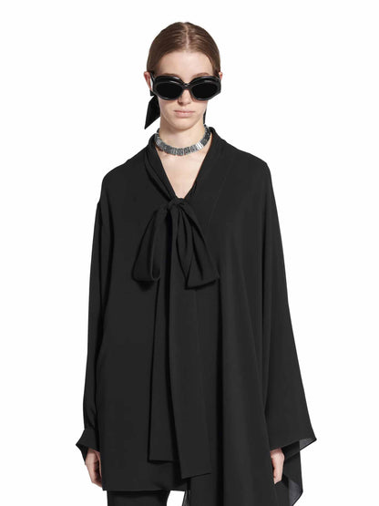 Outlet online Balenciaga Mujer Blusa Con Lazo color Negro sku 701-002289 01 - Foto 4
