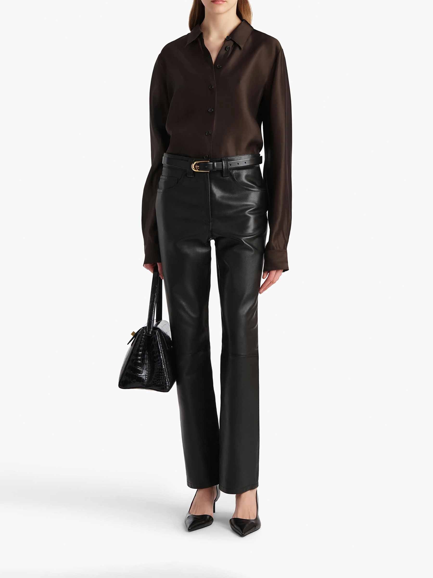 Outlet online Khaite Mujer Camisa Seda Auryn color Marrón Oscuro sku 701-002295 01 - Foto 2