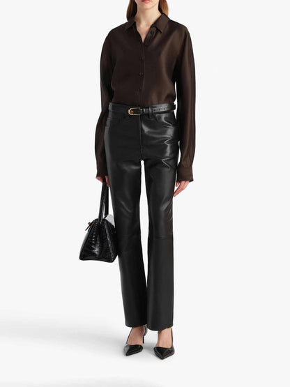 Outlet online Khaite Mujer Camisa Seda Auryn color Marrón Oscuro sku 701-002295 01 - Foto 2
