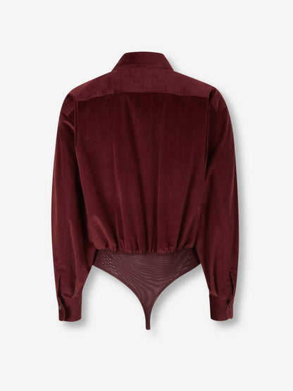 Outlet online Max Mara Mujer Body Camisa Terciopelo color Burdeos sku 701-002362 01 - Foto 2