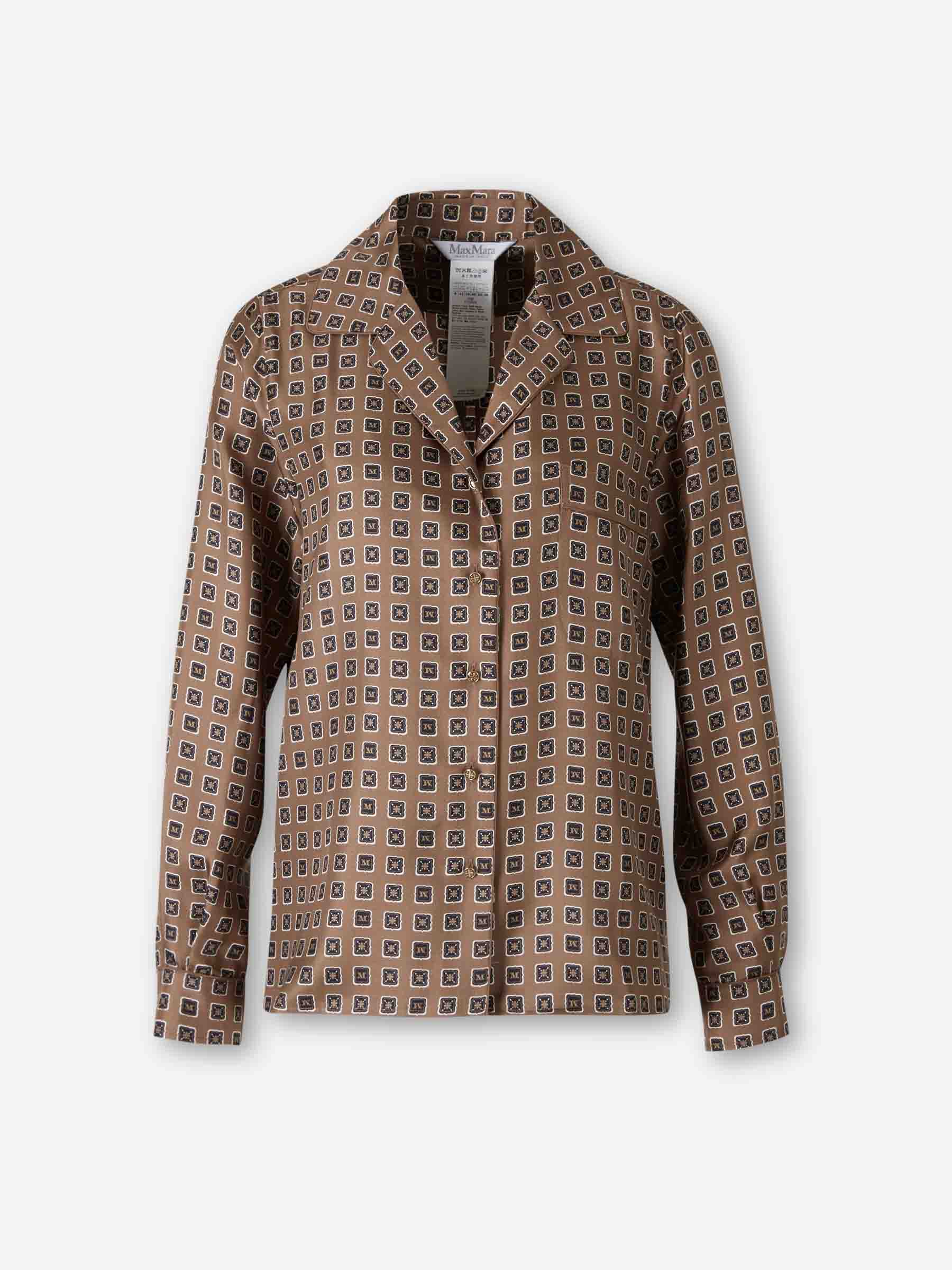 Outlet online Max Mara Mujer Camisa Seda Estampada color Marrón sku 701-002419 01 - Foto 1