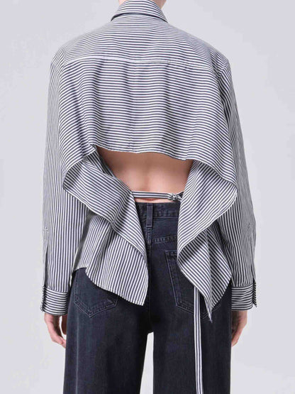 Outlet online Agolde Mujer Camisa Listada Theo color Blanco Y Negro sku 701-002471 01 - Foto 5
