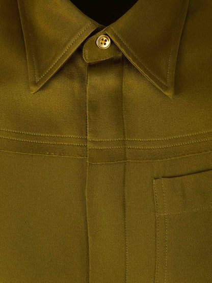 Ami Paris Mujer Barcelona Blusa Crepé Botones color Verde sku 702-000462 02 - Foto 3