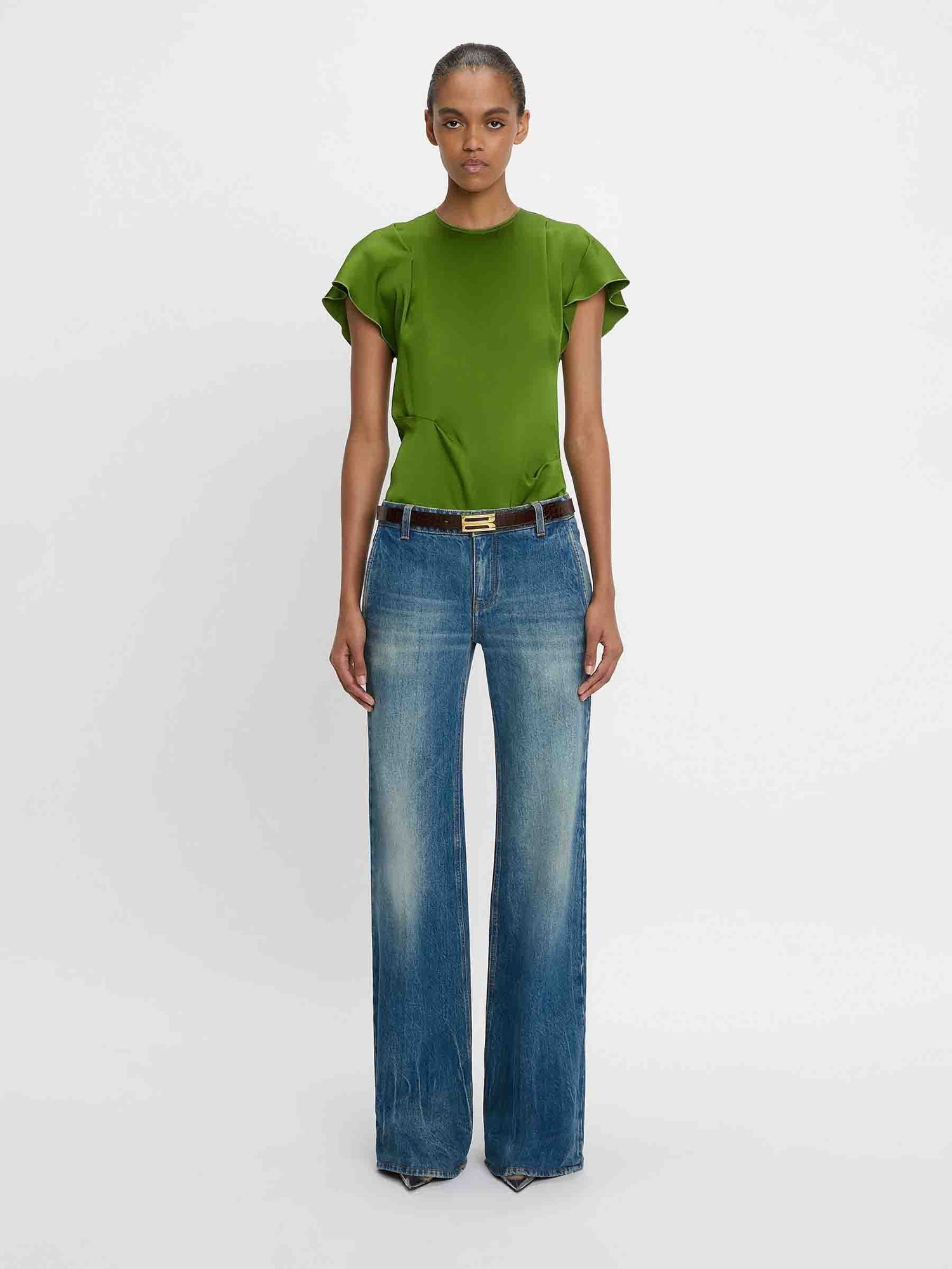 Victoria Beckham Mujer Barcelona Blusa Plisado Asimétrico color Verde sku 702-000485 01 - Foto 2