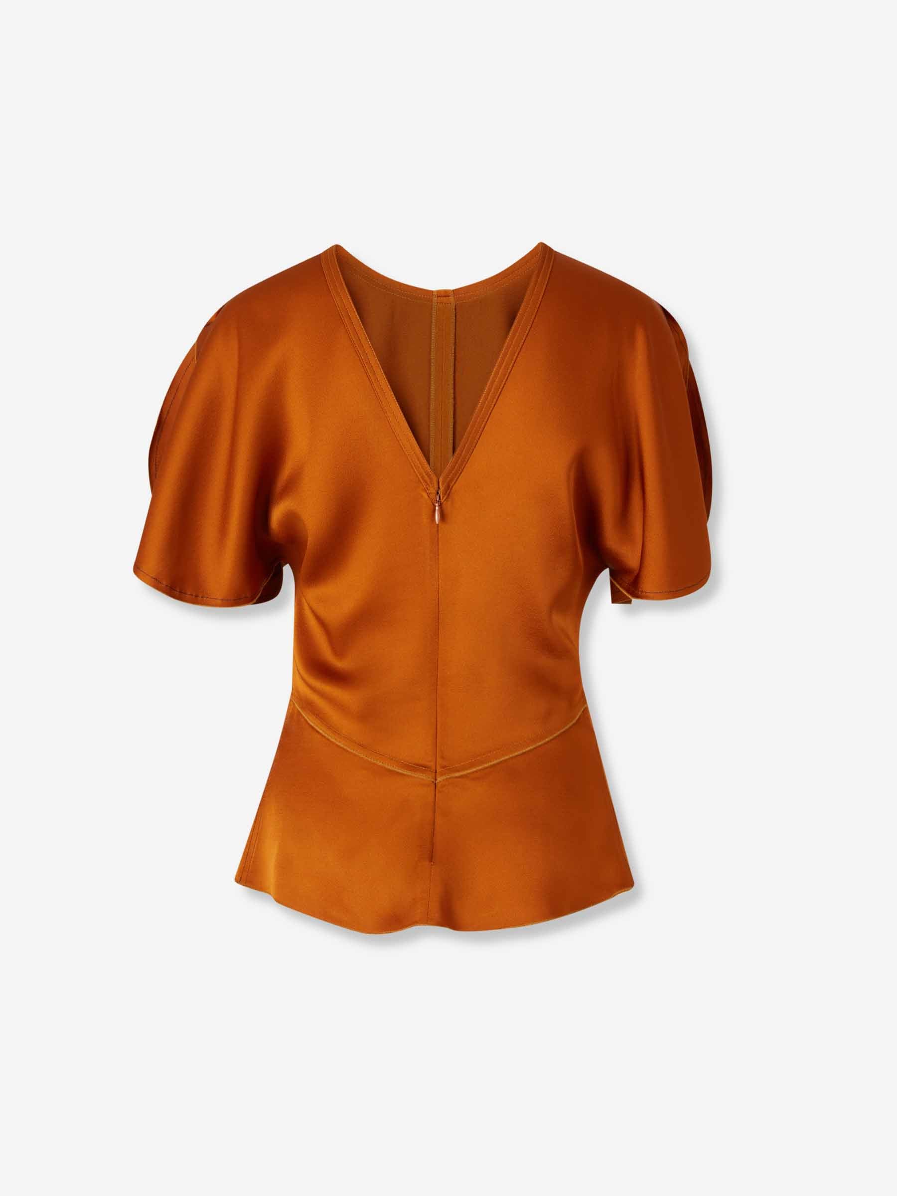 Outlet online Victoria Beckham Mujer Blusa Satén Drapeada color Naranja Oscuro sku 702-000504 01 - Foto 2