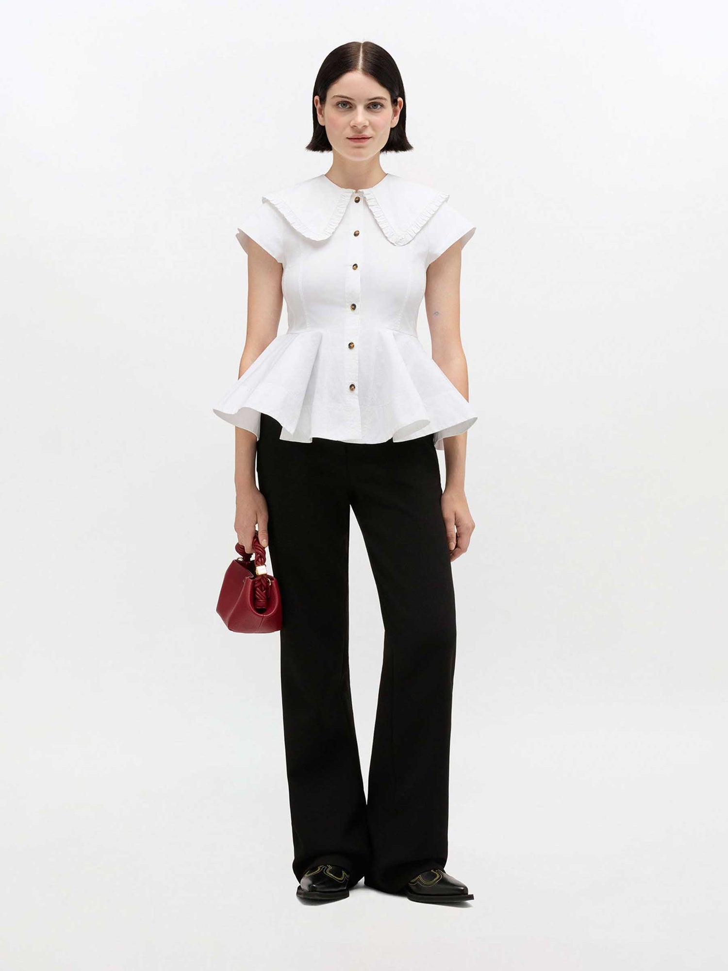 Outlet online Ganni Mujer Blusa Volantes color Blanco sku 702-000513 01 - Foto 2