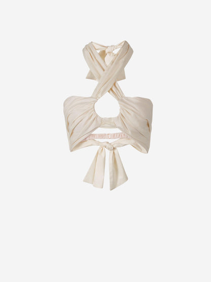 Outlet online Johanna Ortiz Mujer Top Algodón Lazo color Marfil sku 703-002007 01 - Foto 1