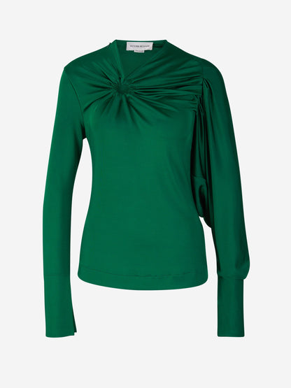 Outlet online Victoria Beckham Mujer Top Detalle Fruncido color Verde Oscuro sku 703-002081 01 - Foto 1