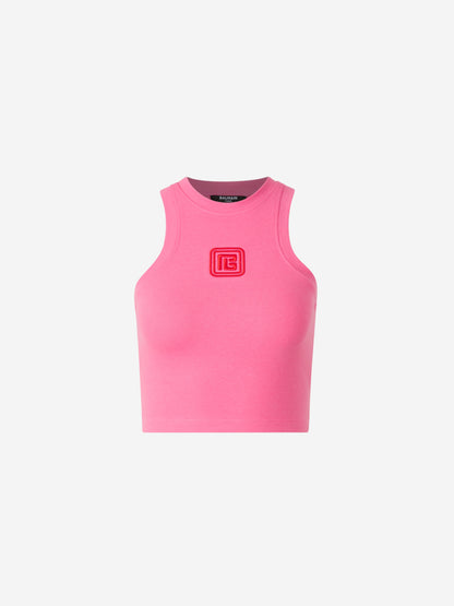 Outlet online Balmain Mujer Top Cropped Logo color Rosa sku 703-002195 01 - Foto 1