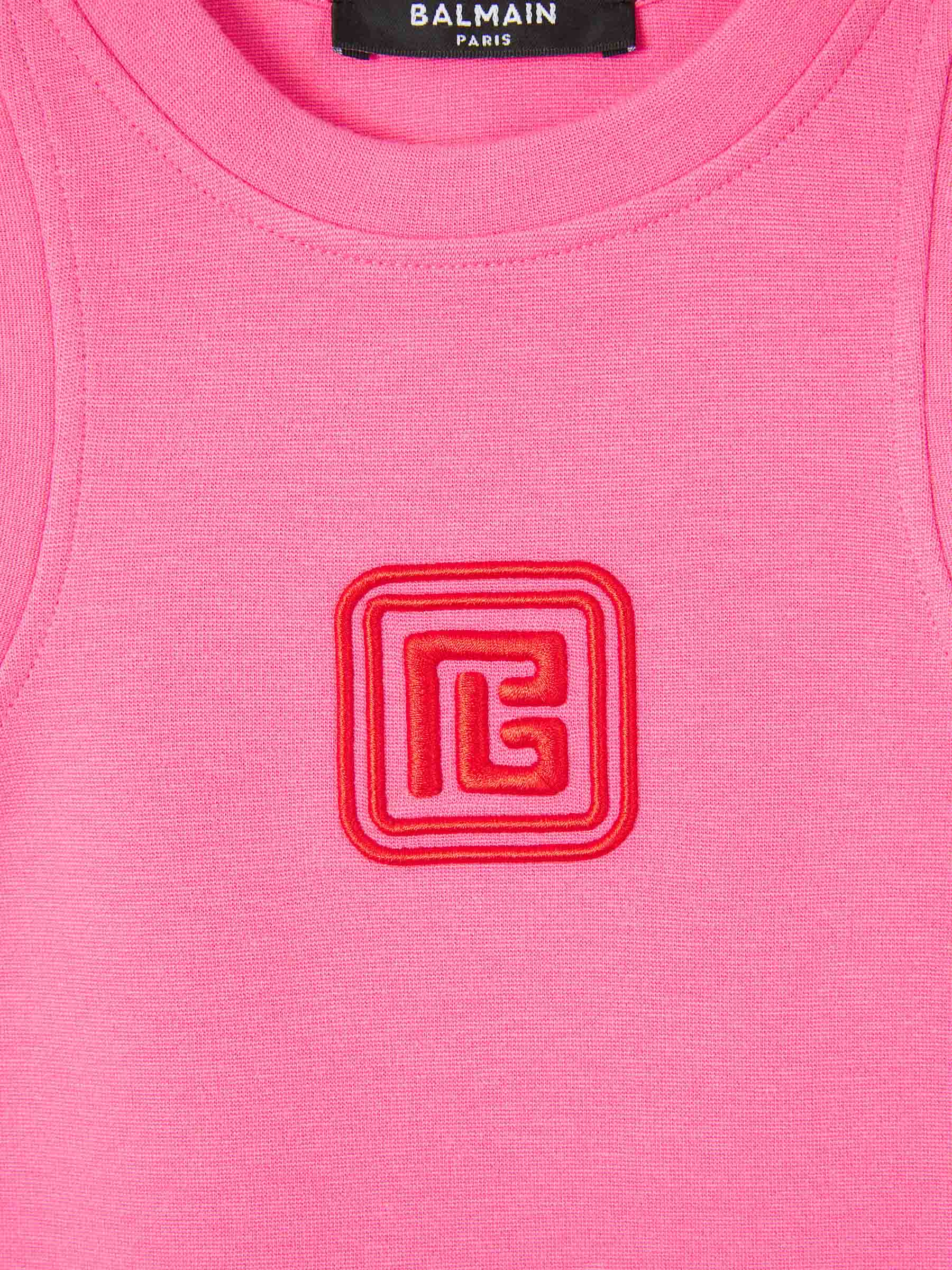 Outlet online Balmain Mujer Top Cropped Logo color Rosa sku 703-002195 01 - Foto 3